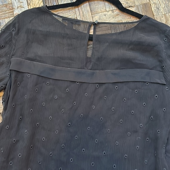 Ella Moss Black Silk Crepe Layered Crepe Embroidered Top Size Small NWT - Picture 8 of 12
